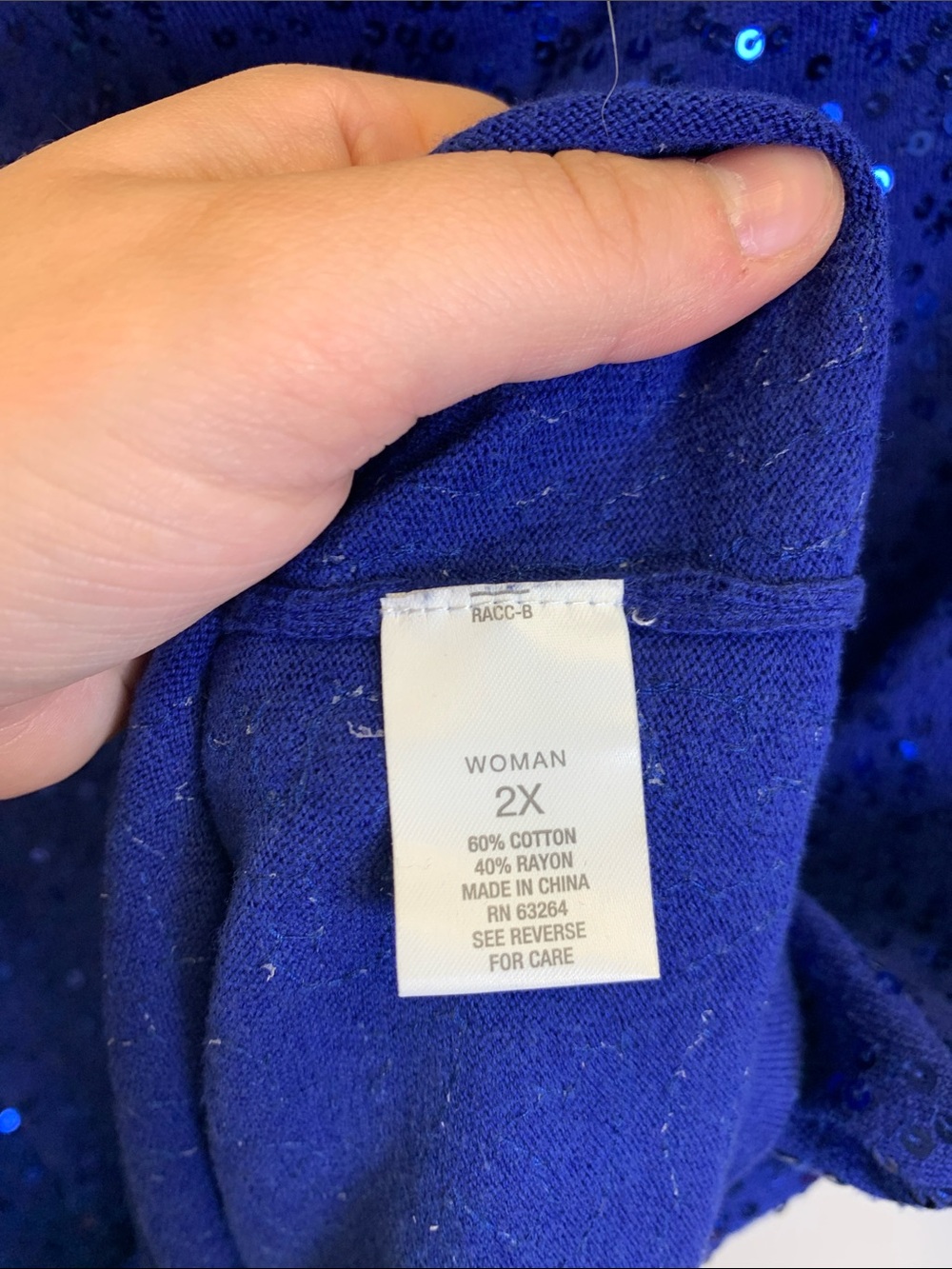 Roz & Ali Royal Blue Knit Top with Tag Detail - Picture 3 of 6